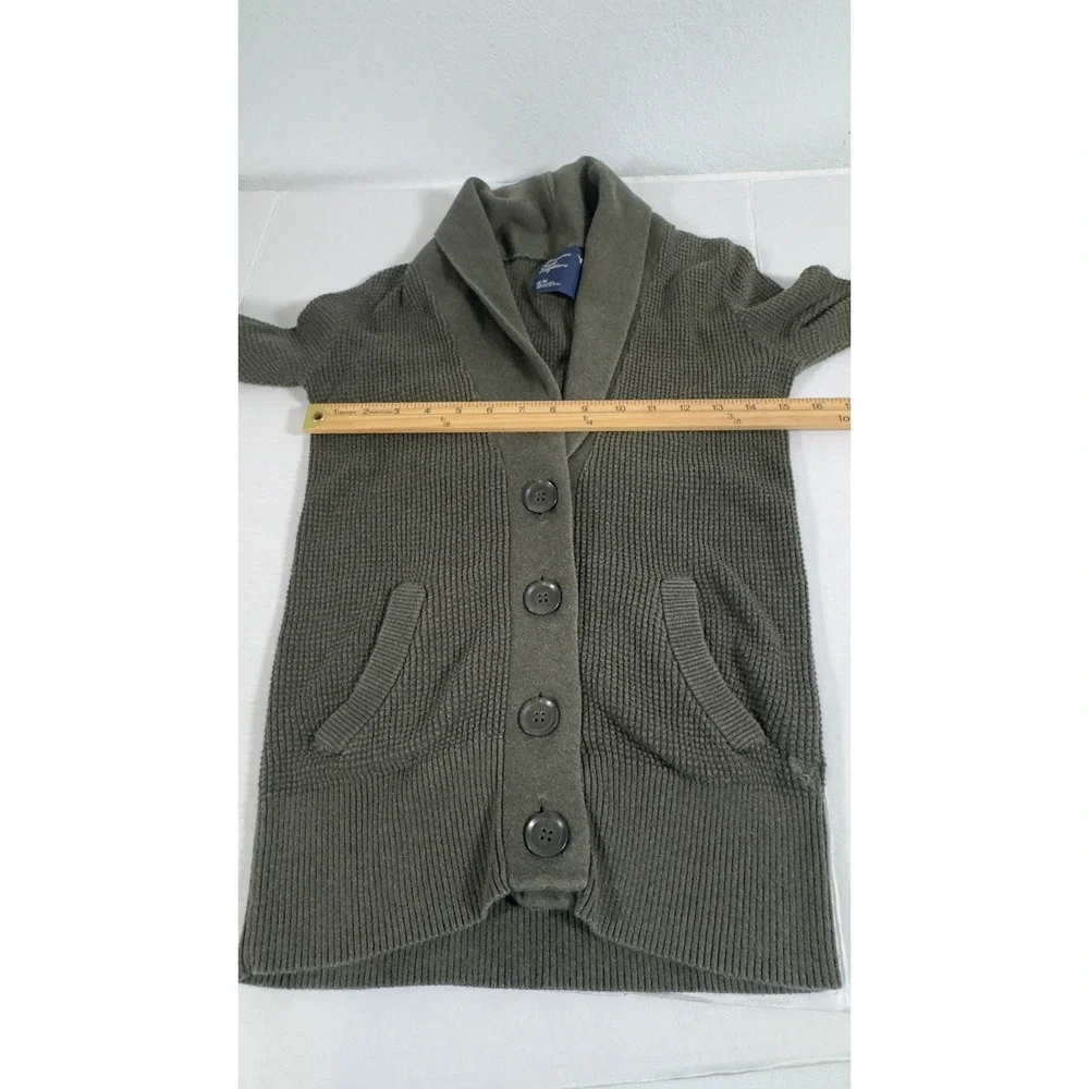American Eagle Cardigan Mens M Olive Shawl Collar Waffle‎ Knit Gorpcore Preppy